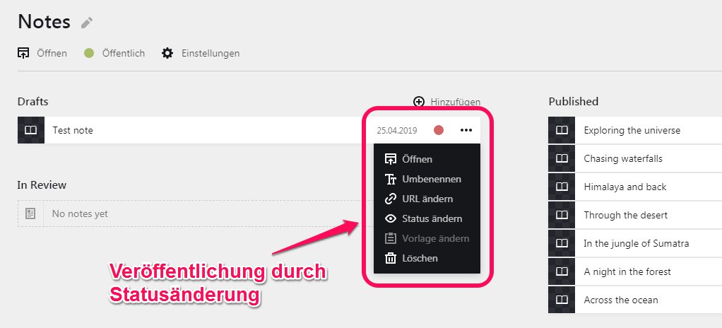 Veröffentlichen eines Entwurfs