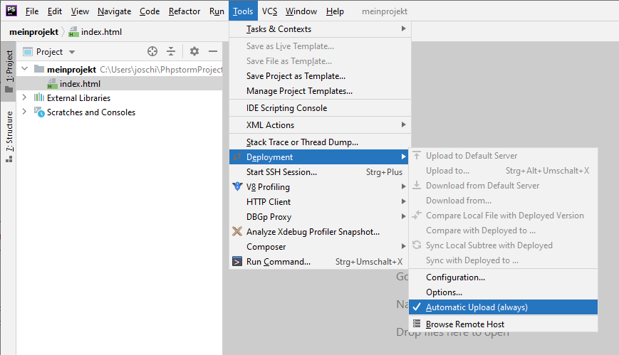 Aktivieren des automatischen Uploads