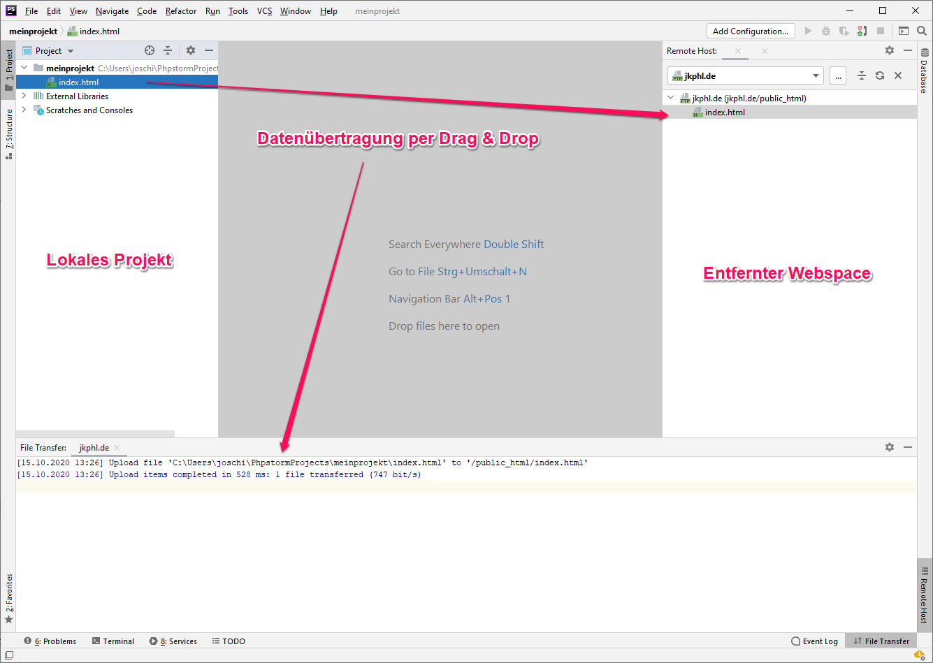 Dateiübertragung per Drag & Drop