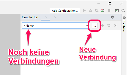 Liste der hinterlegten Serververbindungen