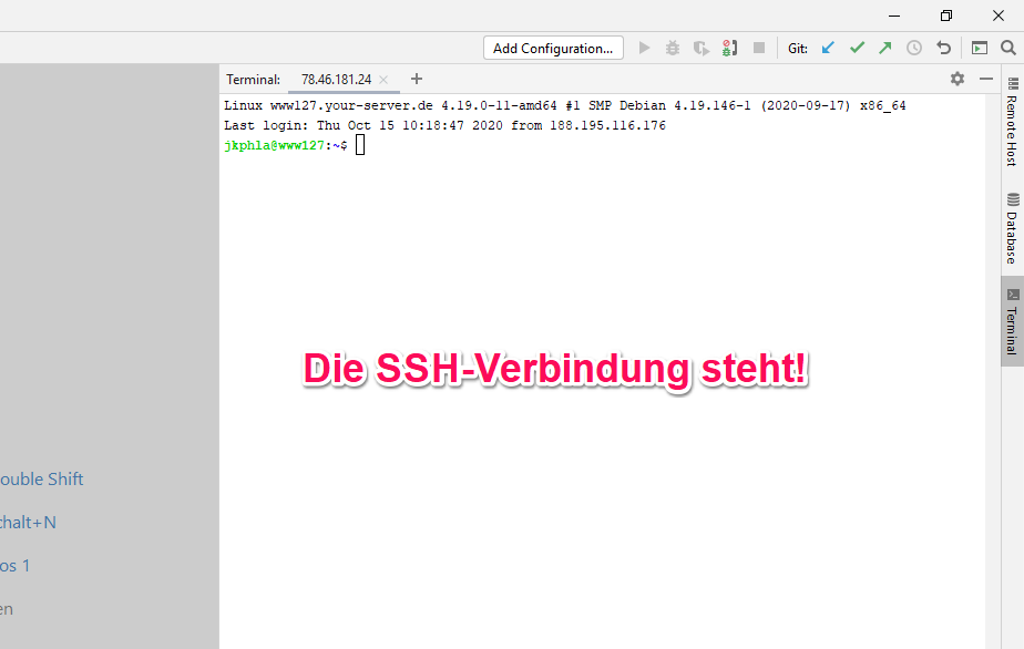 SSH-Verbindung wurde hergestellt