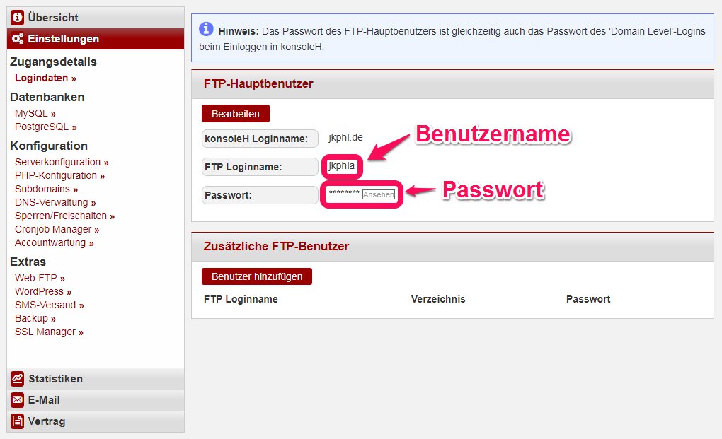 Benutzername und Passwort