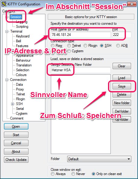 Zugangskonfiguration in KiTTY