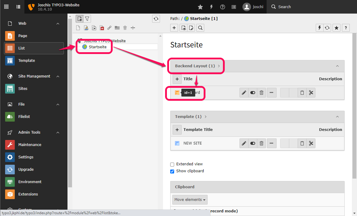 ID des Backend-Layouts
