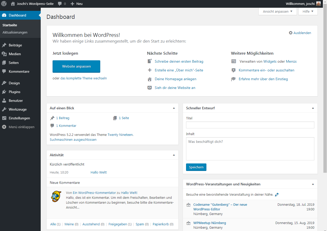 Wordpress-Installation Schritt 4